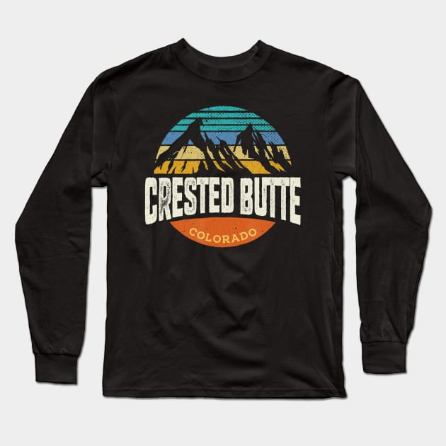 Retro Crested Butte Colorado Outdoors Mountain Graphic Long Sleeve T-Shirt by crowominousnigerian 